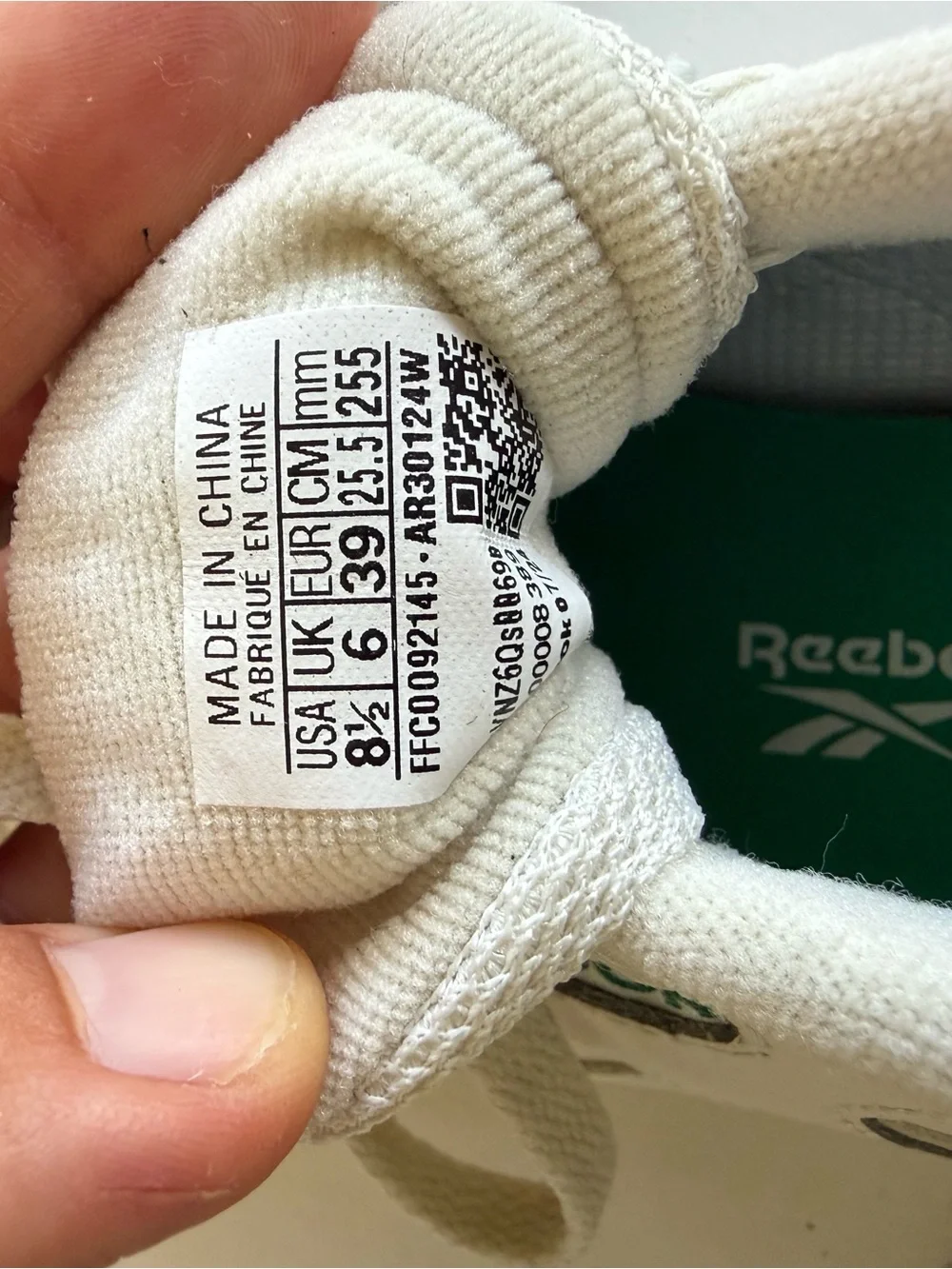 Reebok White Leather Sneakers with Green Details